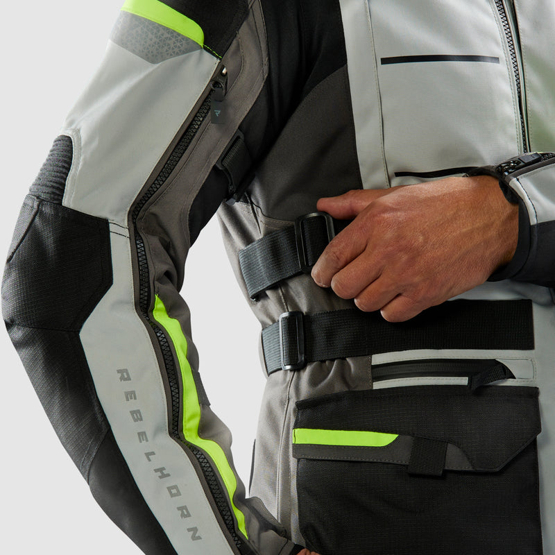 Rebelhorn Cubby 5 Textile Jacket Black / Grey / Fluo Yellow FREE UK Delivery, FREE 365 Day Returns | Moto Central