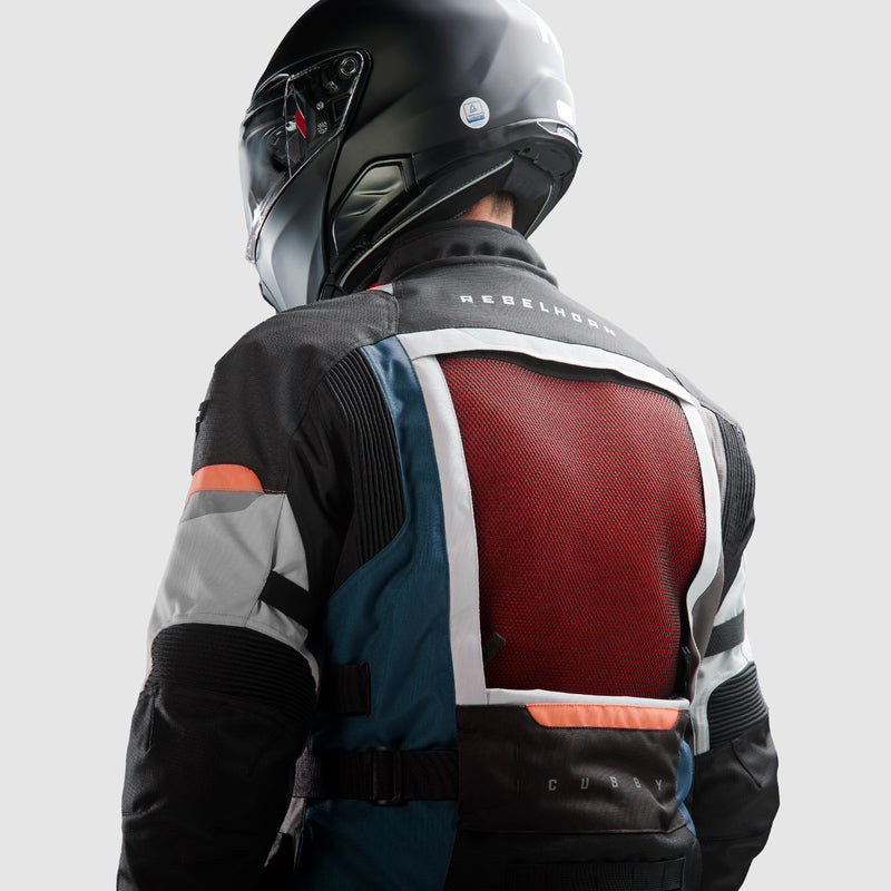 Rebelhorn Cubby 5 Textile Jacket Blue / Grey / Red FREE UK Delivery, FREE 365 Day Returns | Moto Central