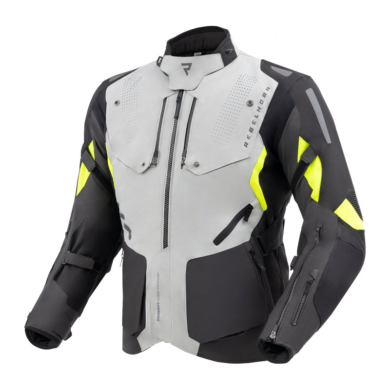 Rebelhorn Hiker 4 Textile Jacket Black / Grey / Fluo Yellow FREE UK Delivery, FREE 365 Day Returns | Moto Central