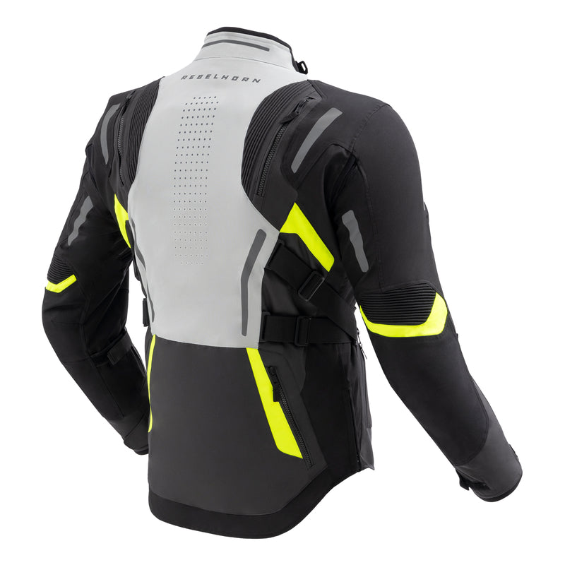 Rebelhorn Hiker 4 Textile Jacket Black / Grey / Fluo Yellow FREE UK Delivery, FREE 365 Day Returns | Moto Central