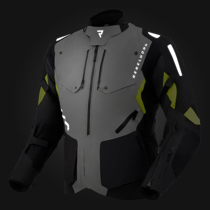 Rebelhorn Hiker 4 Textile Jacket Black / Grey / Fluo Yellow FREE UK Delivery, FREE 365 Day Returns | Moto Central