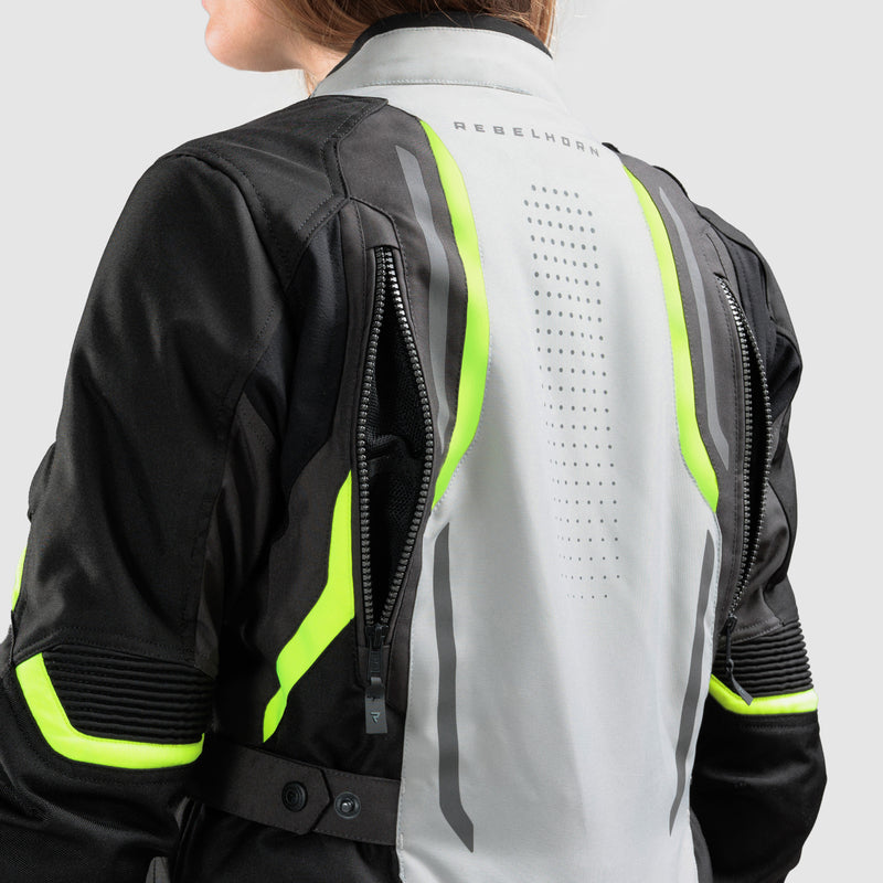 Rebelhorn Hiker 4 Ladies Textile Jacket Black / Grey / Fluo Yellow FREE UK Delivery, FREE 365 Day Returns | Moto Central
