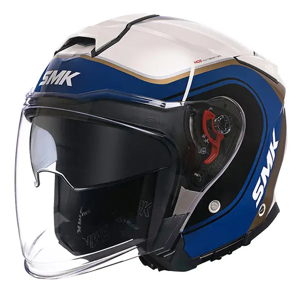 SMK GTJ Libero GL157 Cream / Blue / Gold FREE UK Delivery, FREE 365 Day Returns | Moto Central