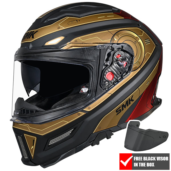SMK Agnar Cyborg MA237 Black / Gold / Red FREE UK Delivery, FREE 365 Day Returns | Moto Central