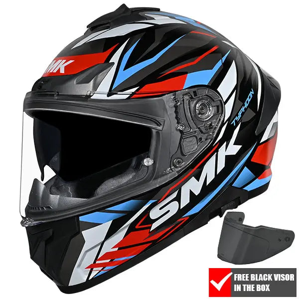 SMK Typhoon Rival GL213 Black / White / Blue / Red FREE UK Delivery, FREE 365 Day Returns | Moto Central