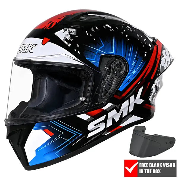 SMK Stellar Sport Flare GL215 Black / Blue / Red FREE UK Delivery, FREE 365 Day Returns | Moto Central