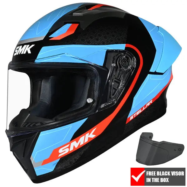 SMK Stellar Sport Flight GL256 Black / Blue / Orange FREE UK Delivery, FREE 365 Day Returns | Moto Central