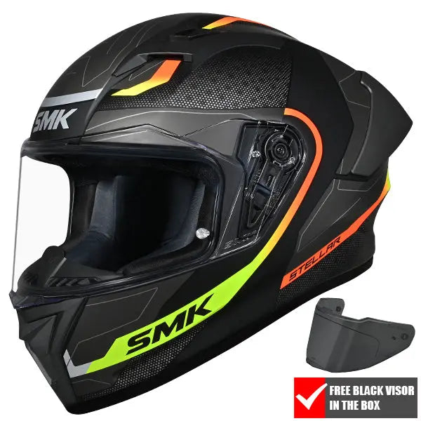 SMK Stellar Sport Flight MA264 Black / Grey / Yellow FREE UK Delivery, FREE 365 Day Returns | Moto Central