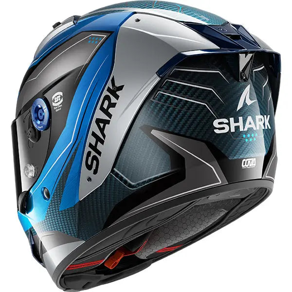 Shark Aeron Mekarium Carbon / Blue / Silver FREE UK Delivery, FREE 365 Day Returns | Moto Central