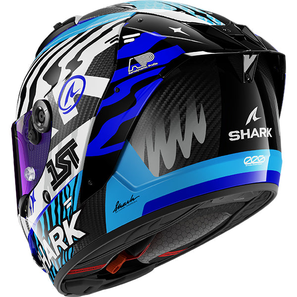 Shark Aeron Speed-Fancy Carbon / White / Blue FREE UK Delivery, FREE 365 Day Returns | Moto Central
