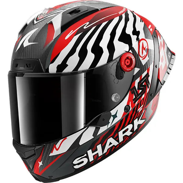 Shark Aeron-GP FIM Speed-Fancy Carbon / White / Red FREE UK Delivery, FREE 365 Day Returns | Moto Central