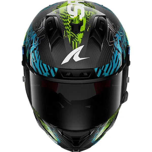 Shark Aeron-GP FIM Speed-VIB Carbon / Blue / Green FREE UK Delivery, FREE 365 Day Returns | Moto Central