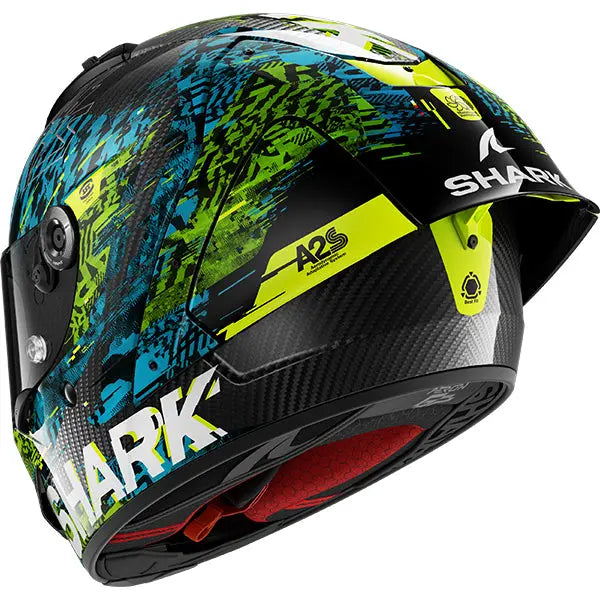 Shark Aeron-GP FIM Speed-VIB Carbon / Blue / Green FREE UK Delivery, FREE 365 Day Returns | Moto Central