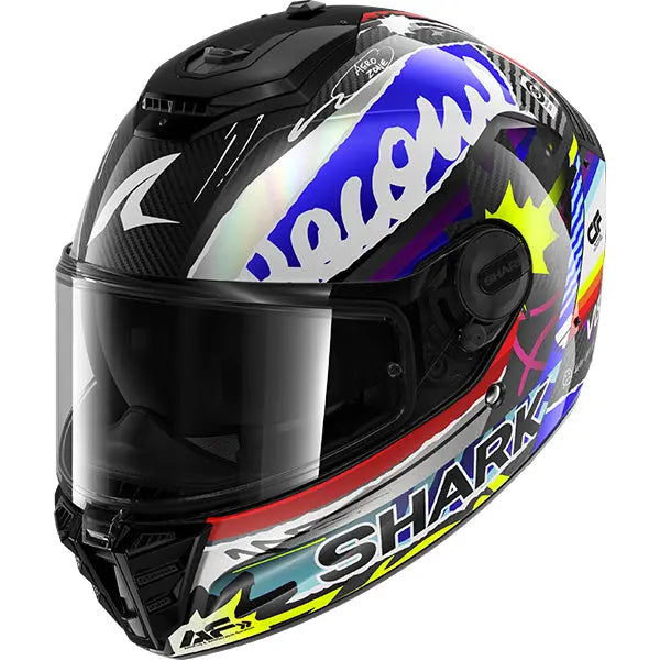Shark Spartan RS Carbon Streetrush Carbon / Blue / Yellow / White FREE UK Delivery, FREE 365 Day Returns | Moto Central