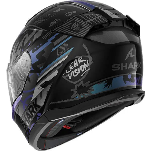 Shark D-Skwal 3 Streetrush Black / Green / Pearl FREE UK Delivery, FREE 365 Day Returns | Moto Central