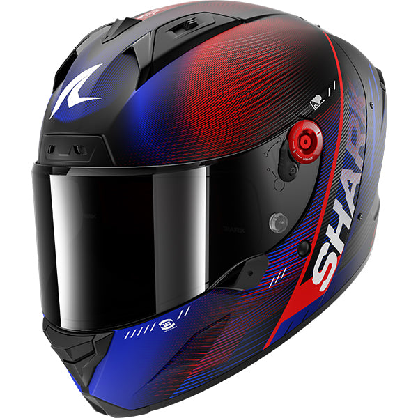 Shark Aeron Speed-Tech Matt Carbon / Blue / Red FREE UK Delivery, FREE 365 Day Returns | Moto Central