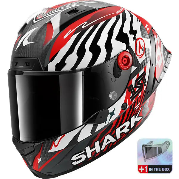 Shark Aeron-GP FIM 2 Speed-Fancy Carbon / White / Red FREE UK Delivery, FREE 365 Day Returns | Moto Central
