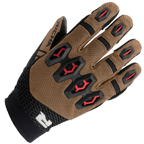 Richa R-MX Gloves Brown / Red - FREE UK Delivery, FREE 365 Day Returns | Moto Central