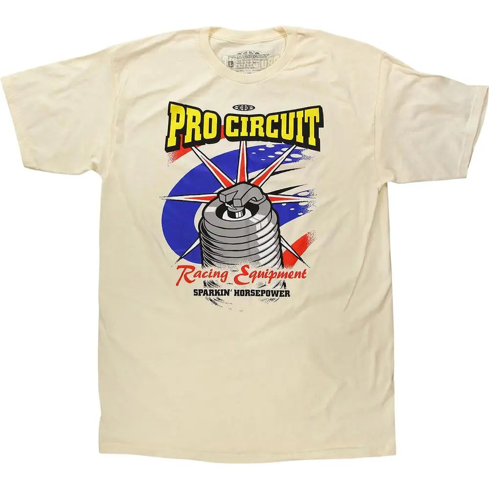 Pro Circuit Spark Plug T-Shirt Off-White - FREE UK Shipping, FREE 365 Day Returns | Moto Central