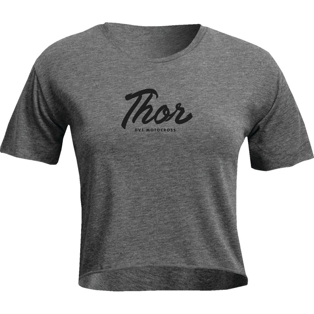 Thor Script Crop Ladies T-Shirt Charcoal