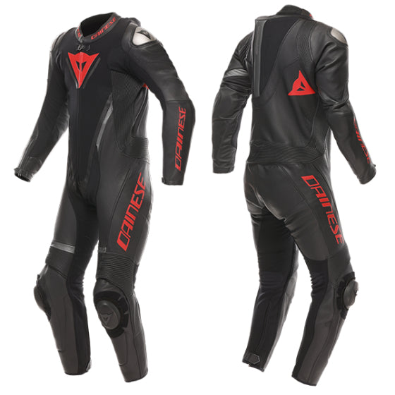 Dainese Demon Sprint Perforated 1 Piece Leather Suit Black / Lava Red