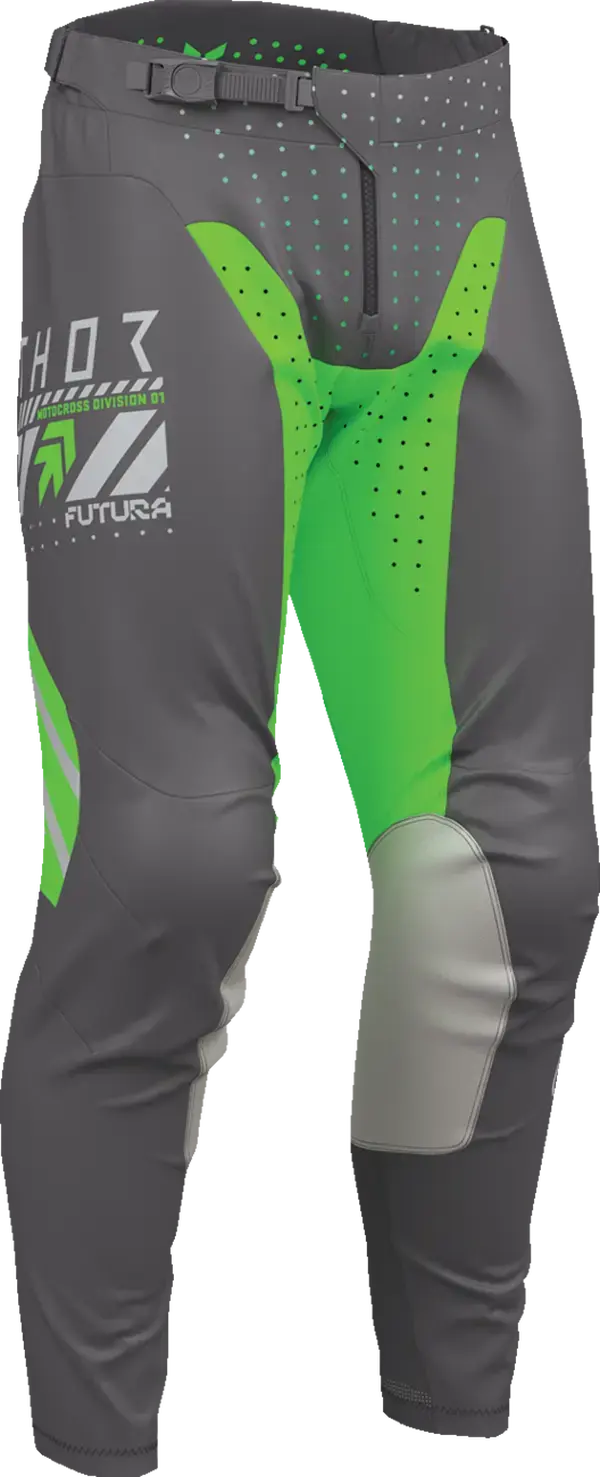Thor Launchmode Futura MX Textile Trouser Charcoal Grey / Fluo Green - FREE UK Shipping, FREE 365 Day Returns | Moto Central