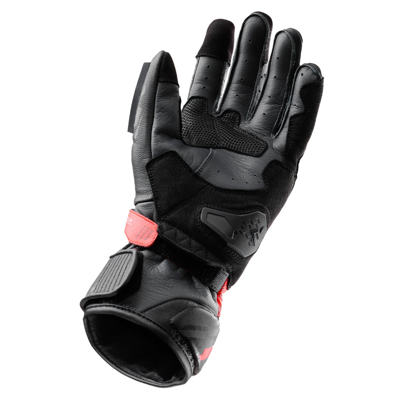 Rebelhorn Viper Gloves Black / Grey / Fluo Red FREE UK Delivery, FREE 365 Day Returns | Moto Central