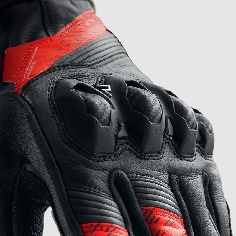 Rebelhorn Viper Gloves Black / Grey / Fluo Red FREE UK Delivery, FREE 365 Day Returns | Moto Central