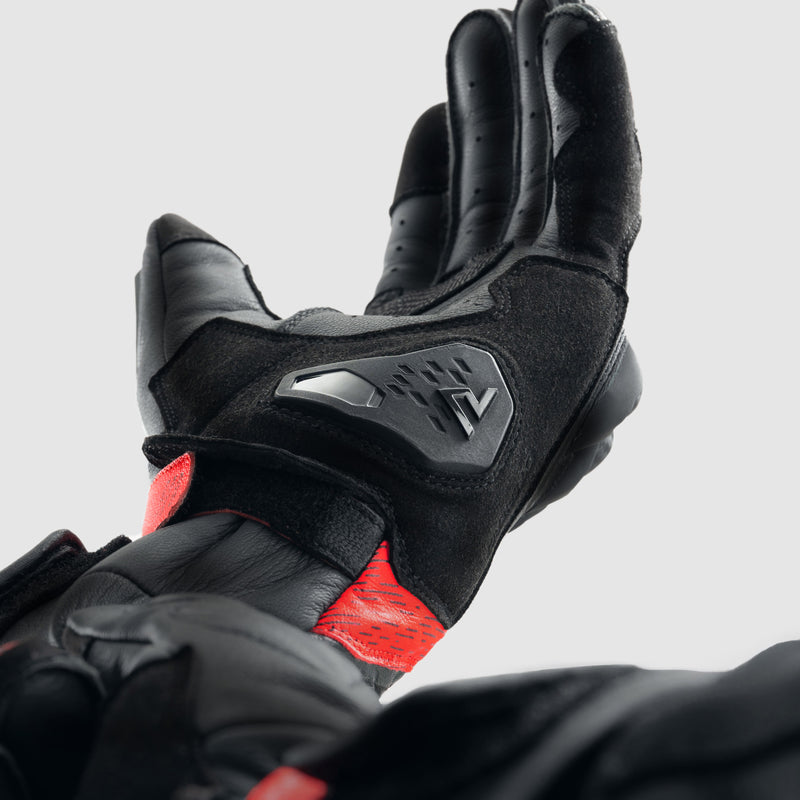 Rebelhorn Viper Gloves Black / Grey / Fluo Red FREE UK Delivery, FREE 365 Day Returns | Moto Central