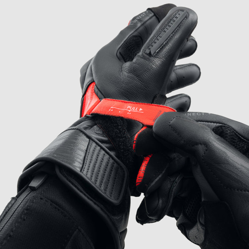Rebelhorn Viper Gloves Black / Grey / Fluo Red FREE UK Delivery, FREE 365 Day Returns | Moto Central
