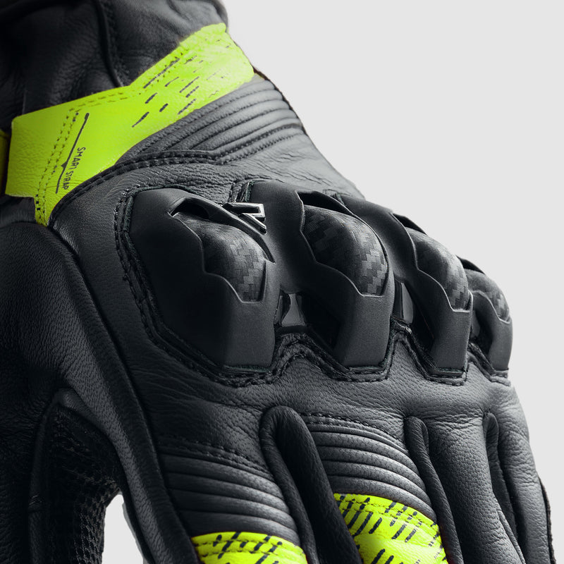 Rebelhorn Viper Gloves Black / Grey / Fluo Yellow FREE UK Delivery, FREE 365 Day Returns | Moto Central