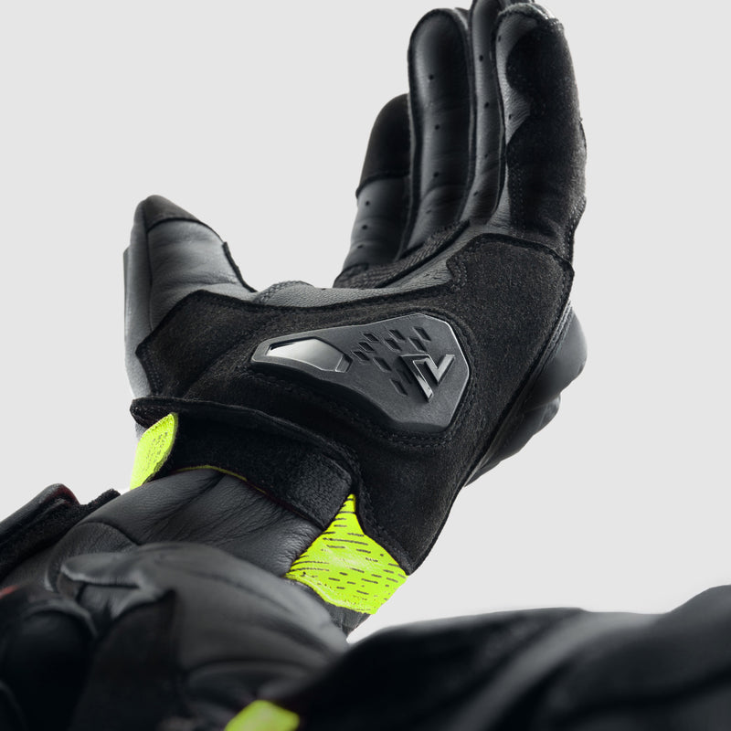 Rebelhorn Viper Gloves Black / Grey / Fluo Yellow FREE UK Delivery, FREE 365 Day Returns | Moto Central