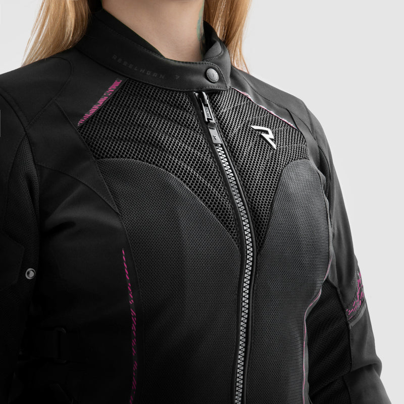 Rebelhorn Jax Ladies Textile Jacket Black / Pink FREE UK Delivery, FREE 365 Day Returns | Moto Central