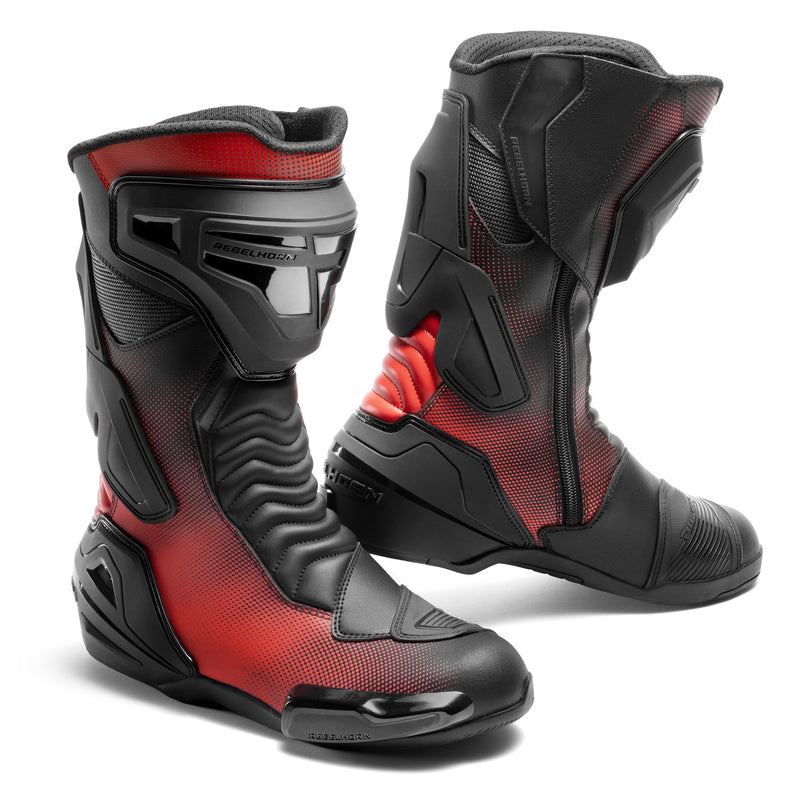 Rebelhorn GTR Boots Black / Fluo Red FREE UK Delivery, FREE 365 Day Returns | Moto Central