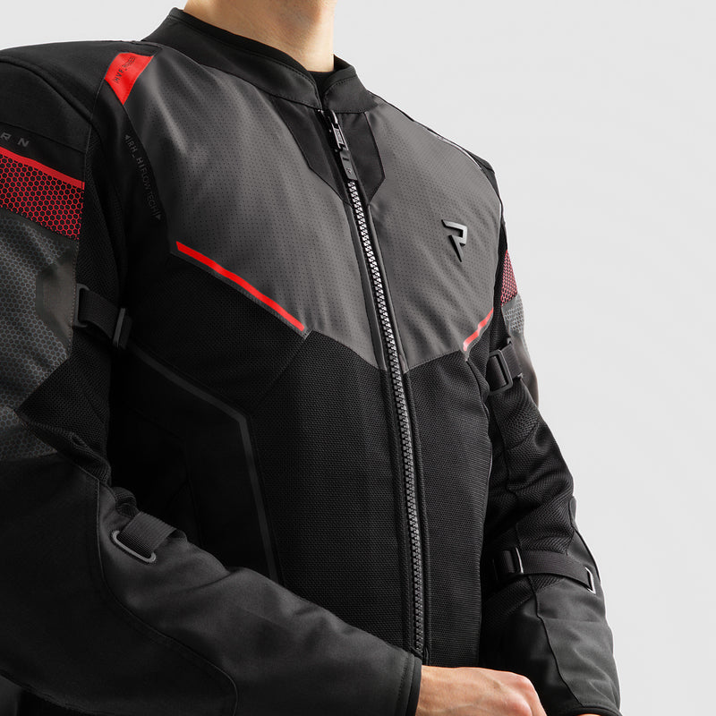 Rebelhorn Hiflow 5 Textile Jacket Black / Grey / Red FREE UK Delivery, FREE 365 Day Returns | Moto Central