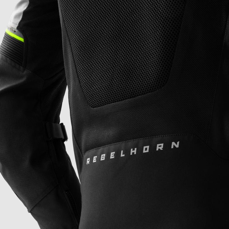 Rebelhorn Hiflow 5 Textile Jacket Black / Grey / Fluo Yellow FREE UK Delivery, FREE 365 Day Returns | Moto Central