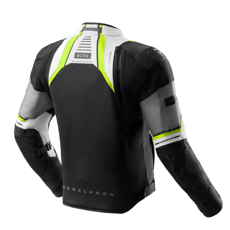 Rebelhorn Borg 2 Textile Jacket Black / Grey / Fluo Yellow FREE UK Delivery, FREE 365 Day Returns | Moto Central