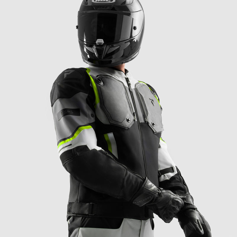 Rebelhorn Borg 2 Textile Jacket Black / Grey / Fluo Yellow FREE UK Delivery, FREE 365 Day Returns | Moto Central