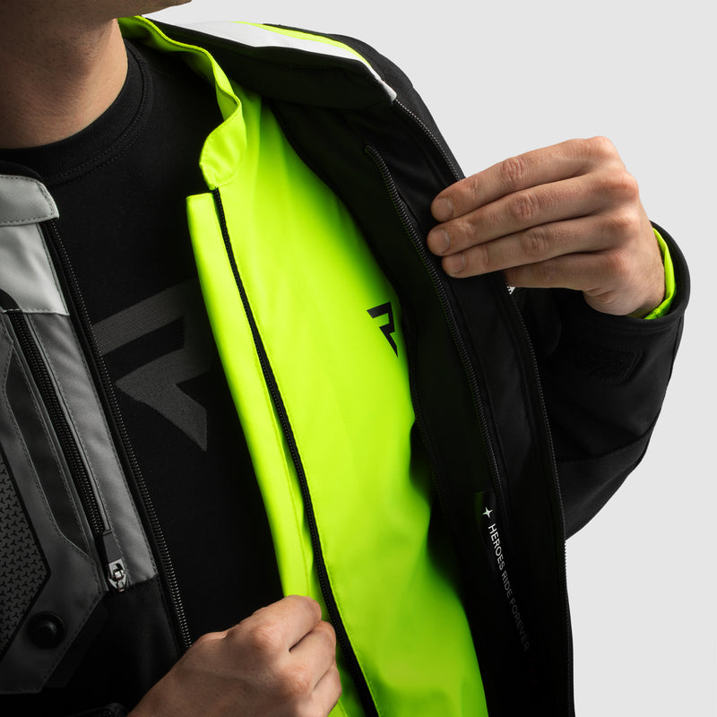 Rebelhorn Borg 2 Textile Jacket Black / Grey / Fluo Yellow FREE UK Delivery, FREE 365 Day Returns | Moto Central