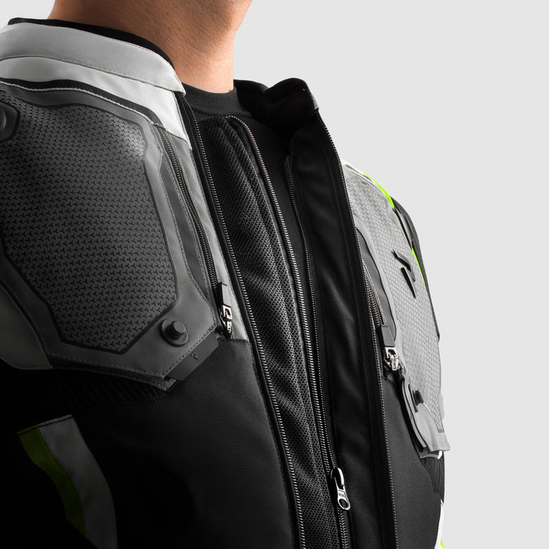 Rebelhorn Borg 2 Textile Jacket Black / Grey / Fluo Yellow FREE UK Delivery, FREE 365 Day Returns | Moto Central