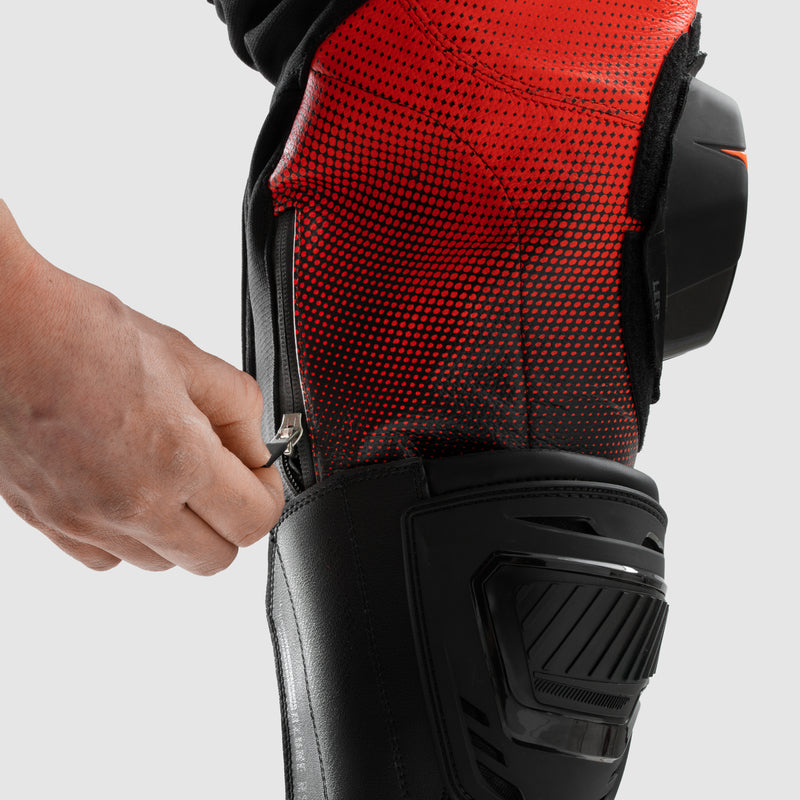 Rebelhorn Inferno Leather Trouser Black / Fluo Red FREE UK Delivery, FREE 365 Day Returns | Moto Central