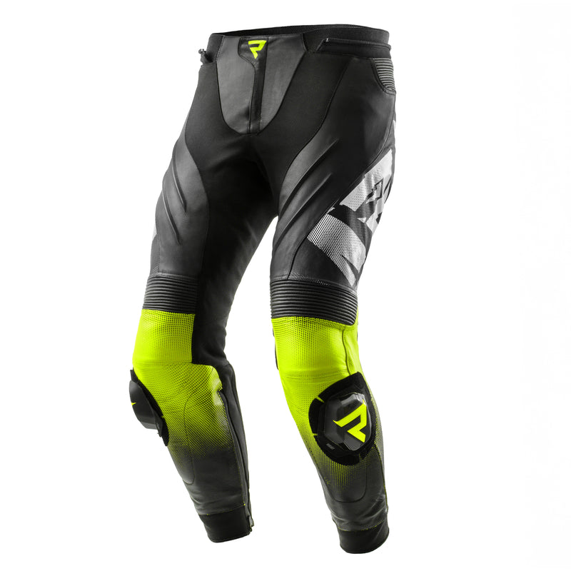 Rebelhorn Inferno Leather Trouser Black / White / Fluo Yellow FREE UK Delivery, FREE 365 Day Returns | Moto Central