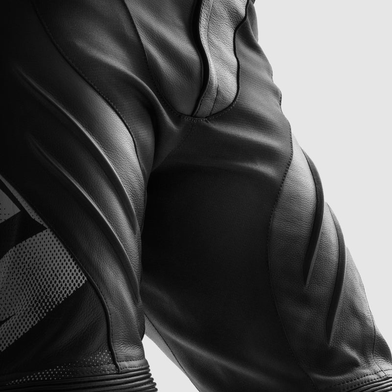 Rebelhorn Inferno Leather Trouser Black / White / Fluo Yellow FREE UK Delivery, FREE 365 Day Returns | Moto Central