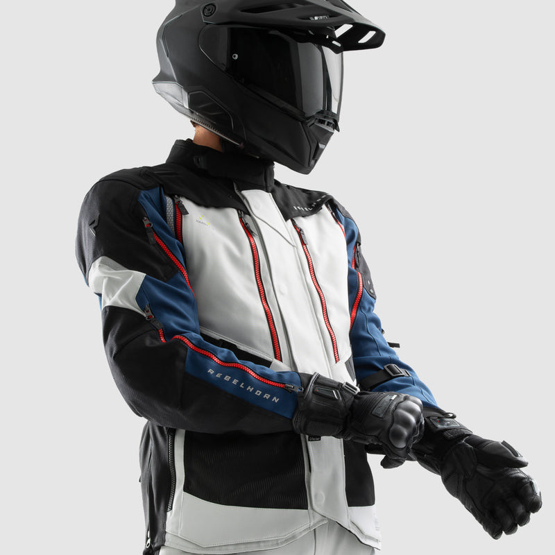 Rebelhorn Hardy 3.0 Textile Jacket Blue / Grey / Red FREE UK Delivery, FREE 365 Day Returns | Moto Central