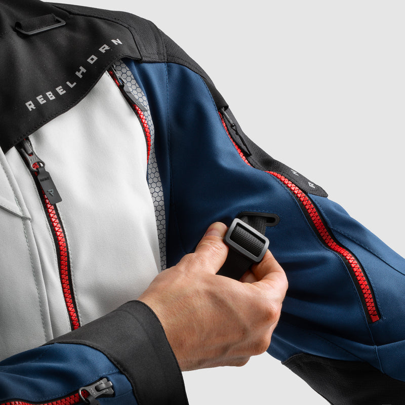 Rebelhorn Hardy 3.0 Textile Jacket Blue / Grey / Red FREE UK Delivery, FREE 365 Day Returns | Moto Central