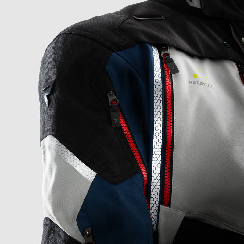 Rebelhorn Hardy 3.0 Textile Jacket Blue / Grey / Red FREE UK Delivery, FREE 365 Day Returns | Moto Central