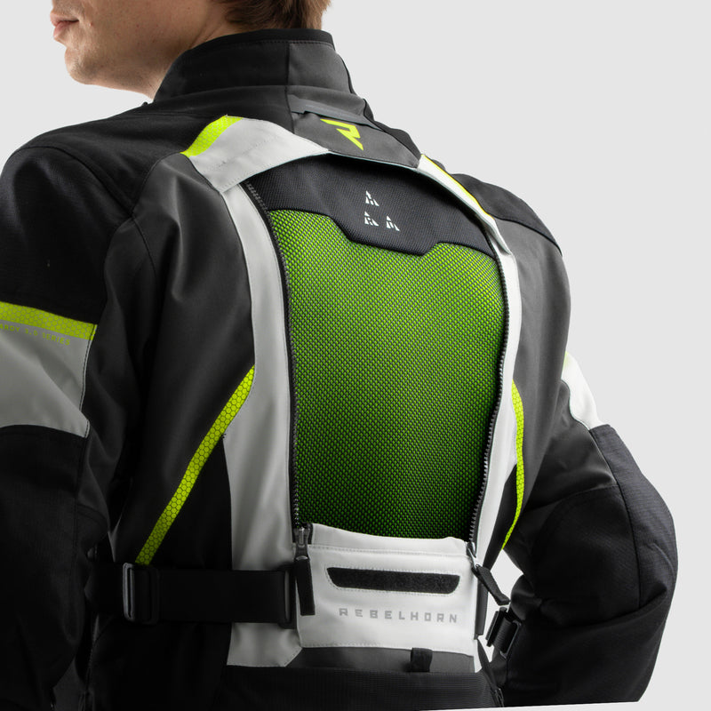 Rebelhorn Hardy 3.0 Textile Jacket Black / Light Grey / Fluo Yellow FREE UK Delivery, FREE 365 Day Returns | Moto Central