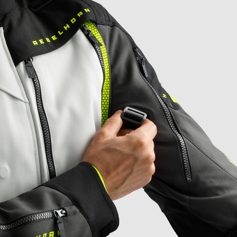 Rebelhorn Hardy 3.0 Textile Jacket Black / Light Grey / Fluo Yellow FREE UK Delivery, FREE 365 Day Returns | Moto Central