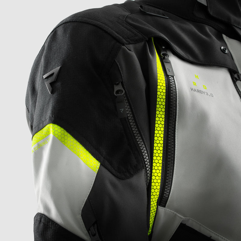 Rebelhorn Hardy 3.0 Textile Jacket Black / Light Grey / Fluo Yellow FREE UK Delivery, FREE 365 Day Returns | Moto Central