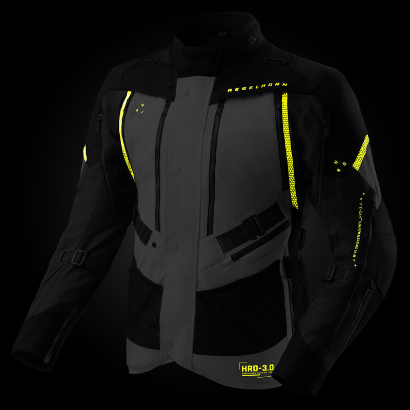 Rebelhorn Hardy 3.0 Textile Jacket Black / Light Grey / Fluo Yellow FREE UK Delivery, FREE 365 Day Returns | Moto Central